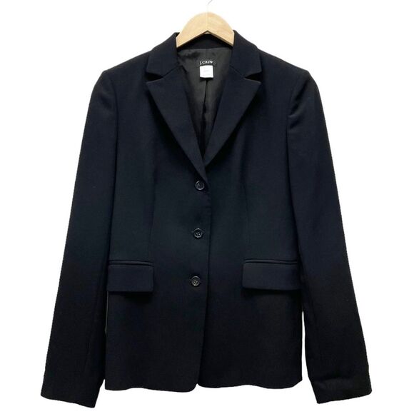 Vintage J. Crew Black Wool 3 Button Classic Blazer Women’s Size 8 Preppy Career - Picture 4 of 14